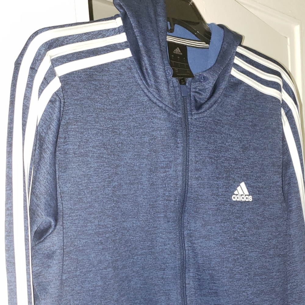 Navy blue Adidas hoodie missing draw strings